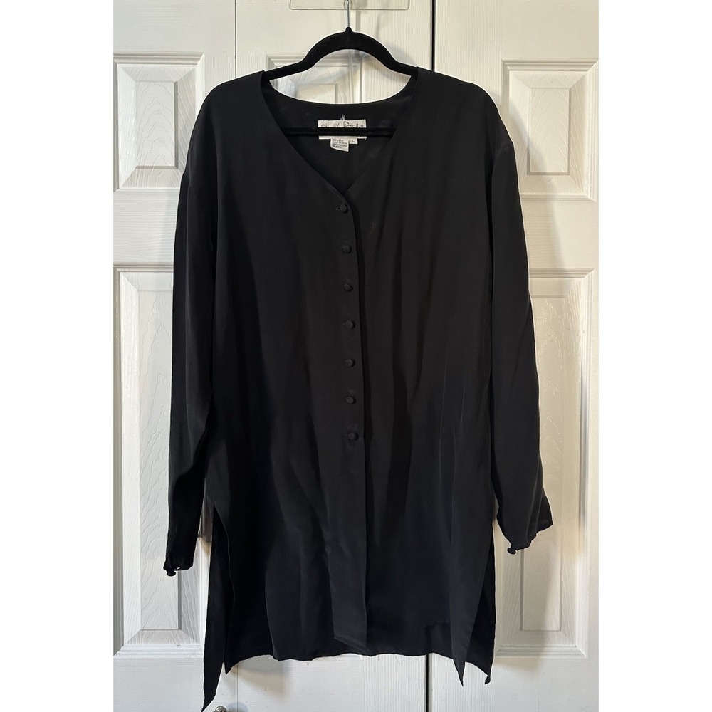 VTG Diane Von Furstenberg Women Silk Button Up Blouse Shirt  Size L